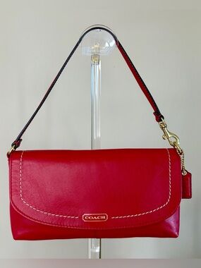 Vintage COACH Campbell Clutch Mini Purse Red Leather F50183